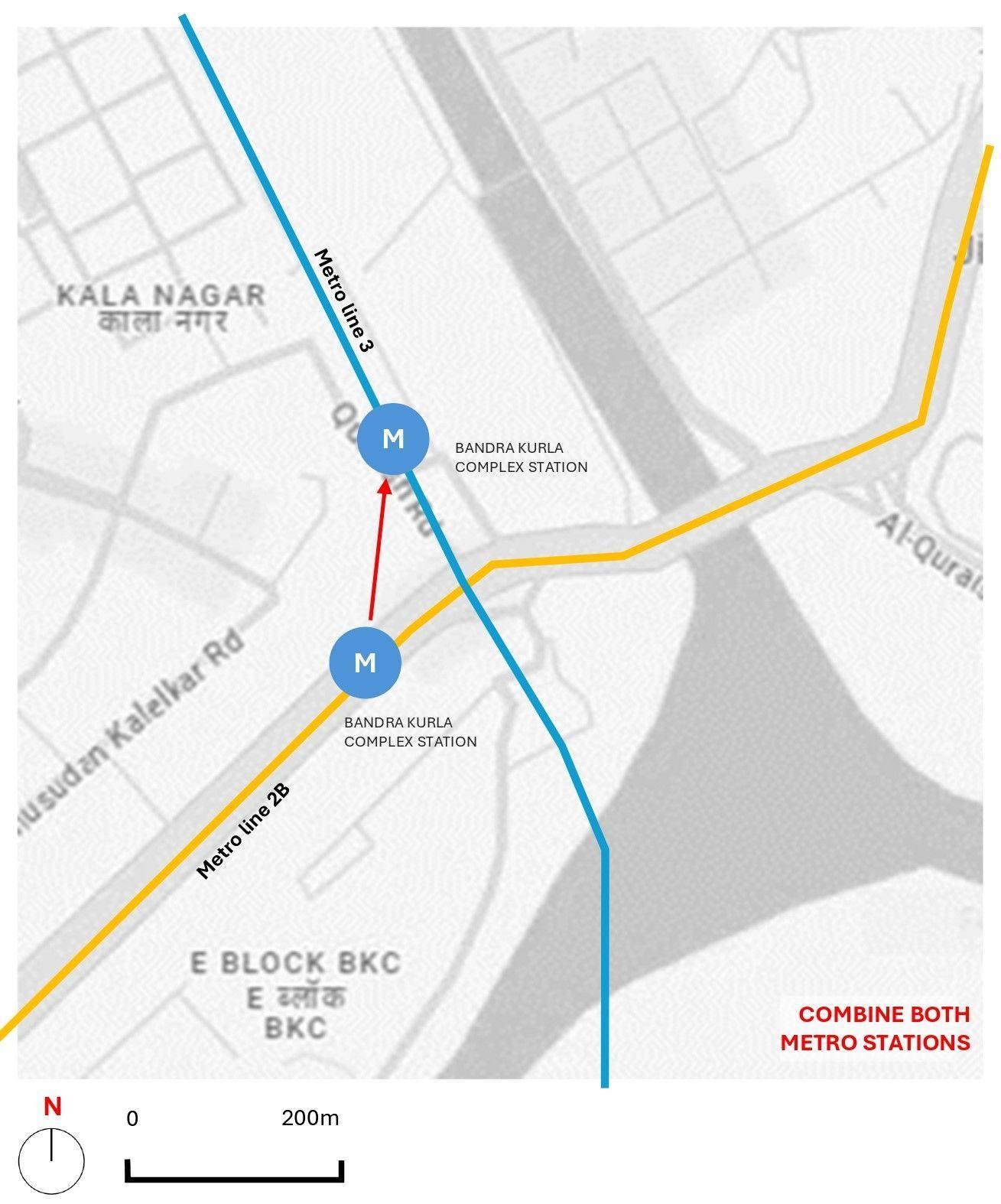 One station for Metro 2B and 3 at BKC